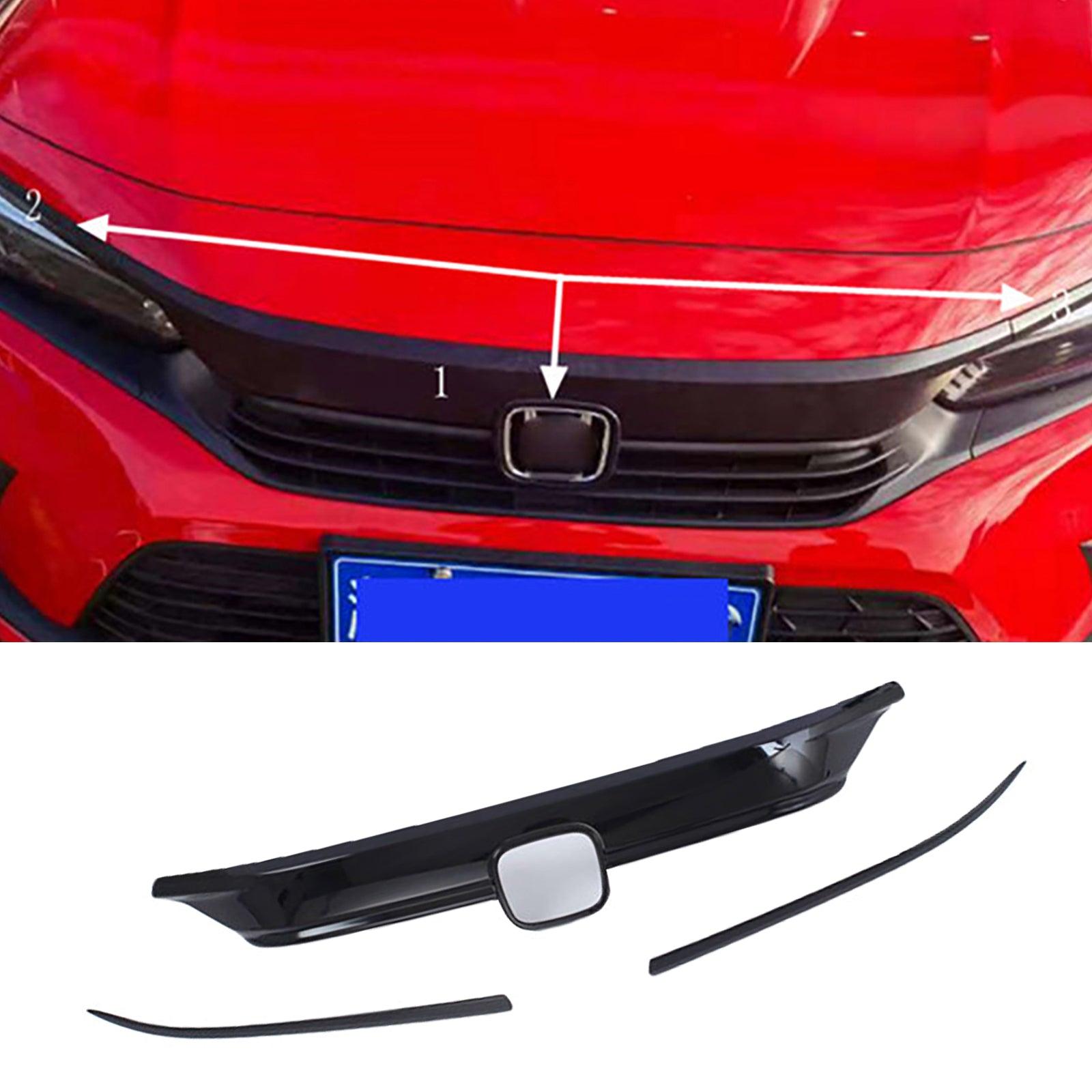 NINTE Grill Cover For 2022 2024 11th Honda Civic Gloss Black Hood Grille Overlay