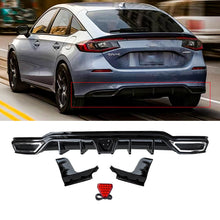 Laden Sie das Bild in den Galerie-Viewer, NINTE Rear Diffuser for 2022 - 2024 11th Honda Civic Hatchback Hybrid ABS Gloss Black Painted Bumper Diffuser Lip Body Kits - NINTE