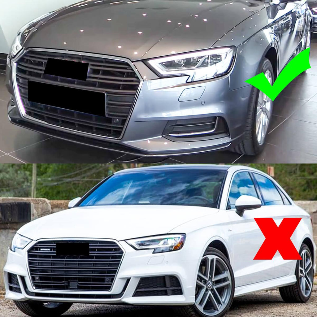 NINTE Front Lip for 2017 - 2019 Audi A3 Base ABS Painted Front Bumper Splitter - NINTE