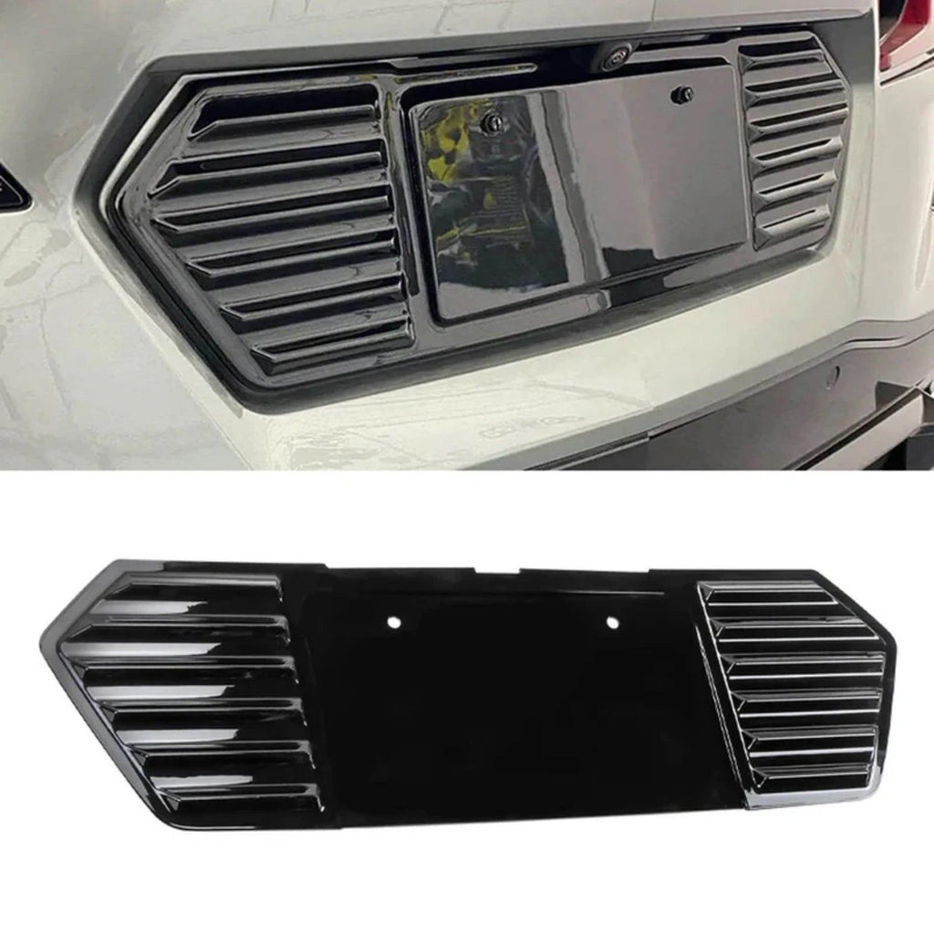 NINTE For 2020 - 2025 CORVETTE C8 GLOSS BLACK REAR LICENSE PLATE PANEL TRIM COVER FILLER - NINTE