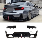NINTE For 2023-2025 BMW 3 Series G20 LCI Gloss Black Rear Lower Diffuser with LED Light