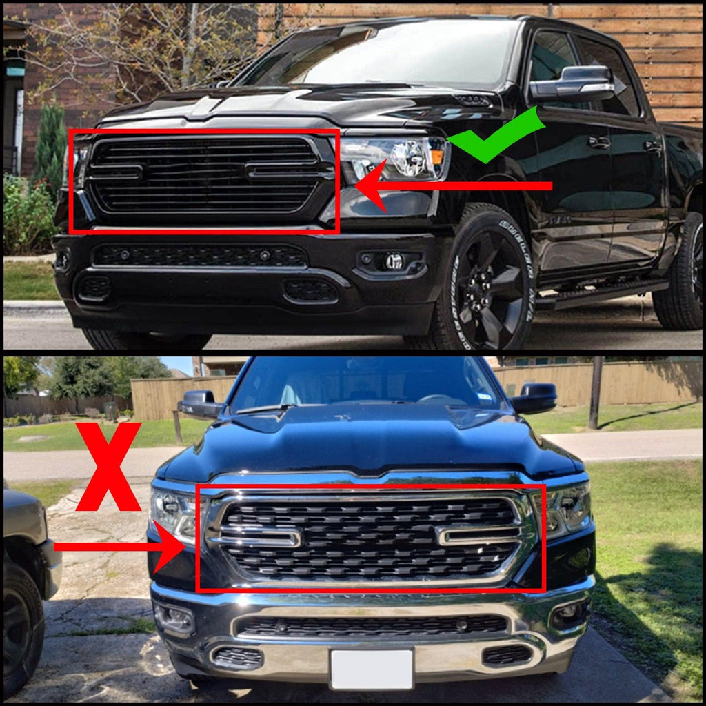 NINTE For 2019 - 2022 Dodge Ram 1500 Grille Overlay Inserts 5 Pieces Trim Grill Cover - NINTE