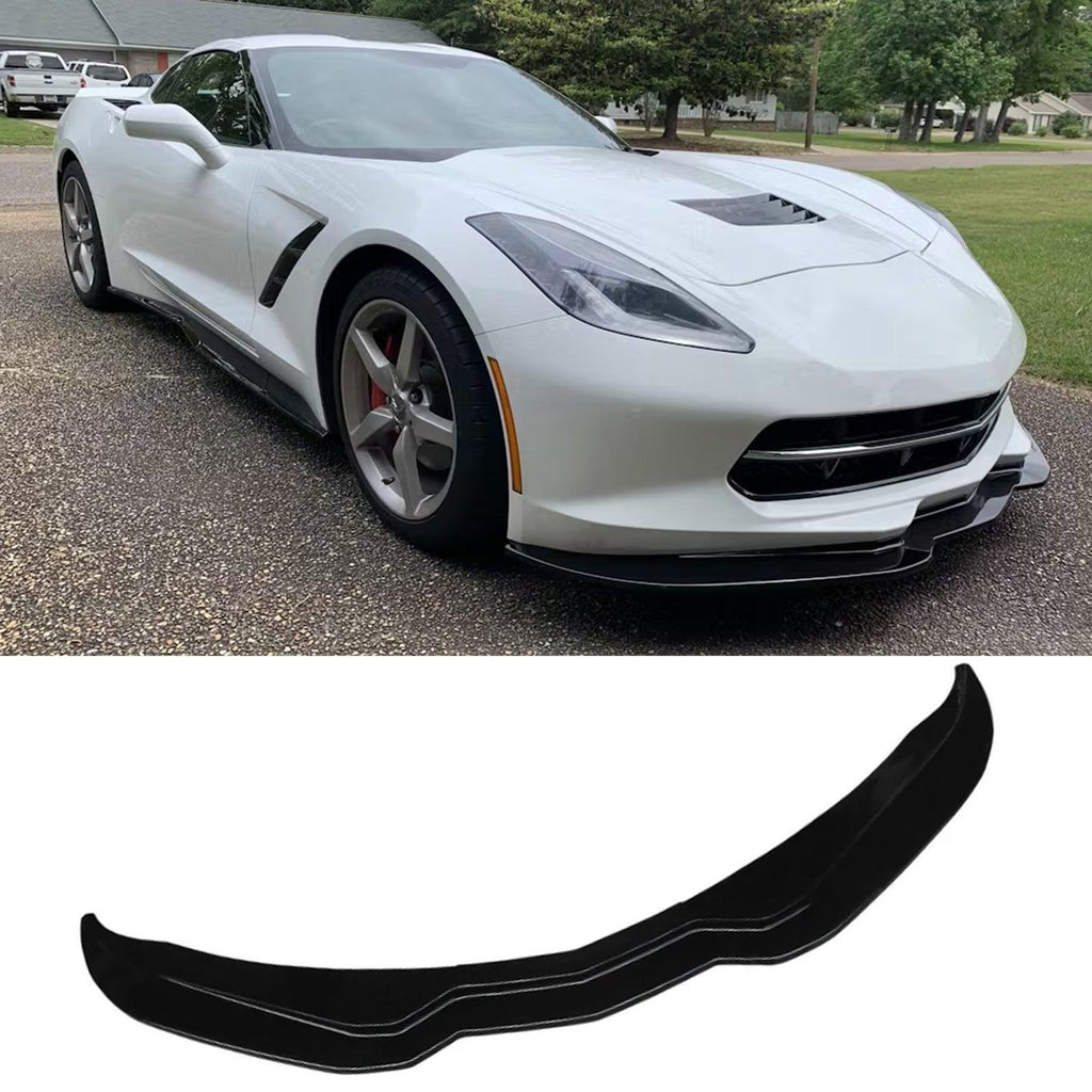 NINTE For 2014 - 2019 Chevrolet Corvette C7 Front Lip Stingray Stage 3 ABS Front Bumper Lip Splitter - NINTE