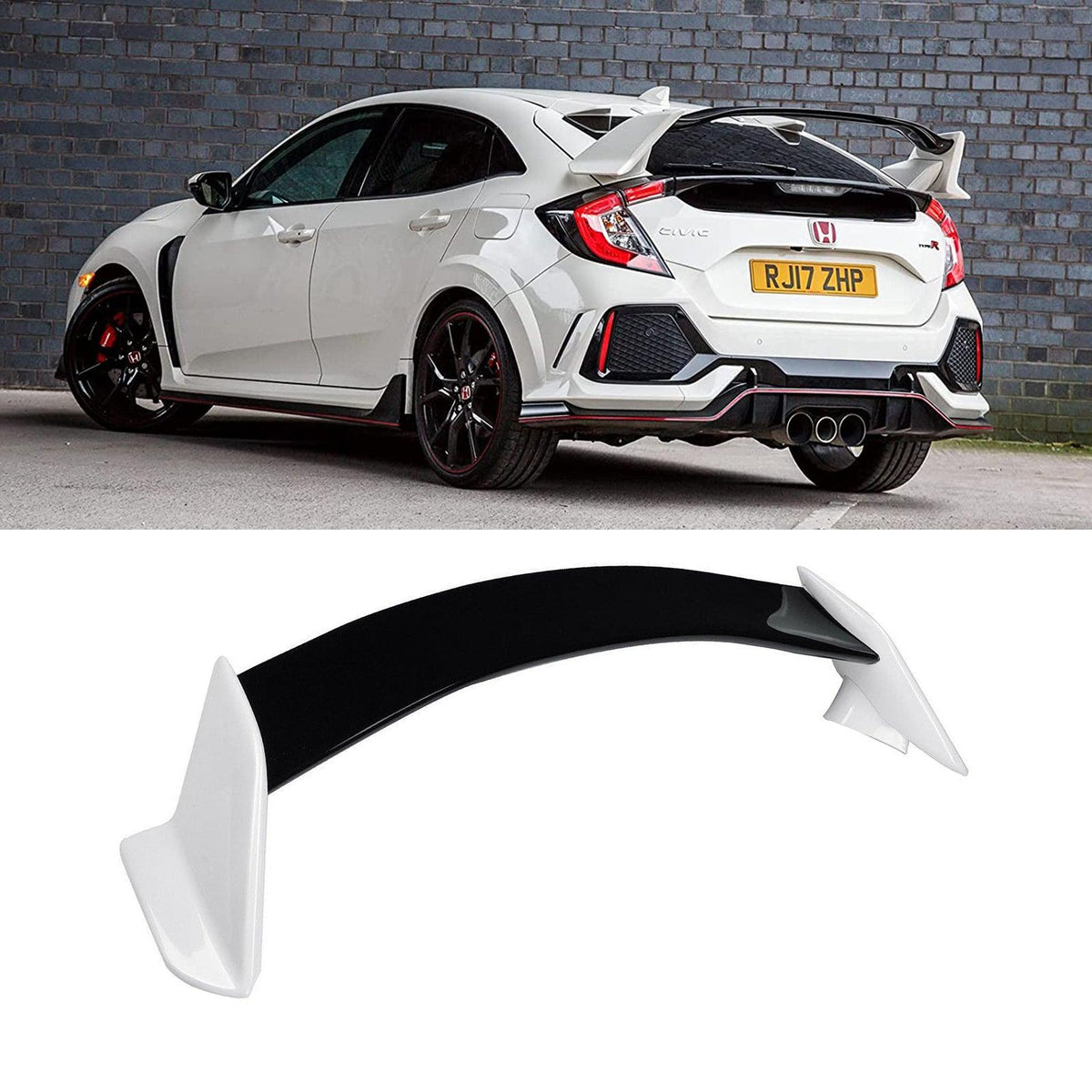 NINTE For 2016 2021 Honda Civic Hatchback 5 Door Type R Style Rear Spoiler Rear Trunk Splitter