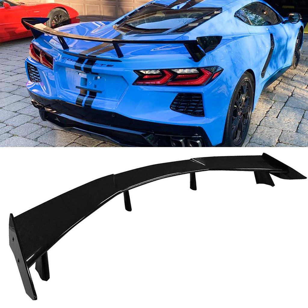 NINTE For Corvette C8 Rear Diffuser High Wing Spoiler Sport NINTE Style Gloss Black - NINTE