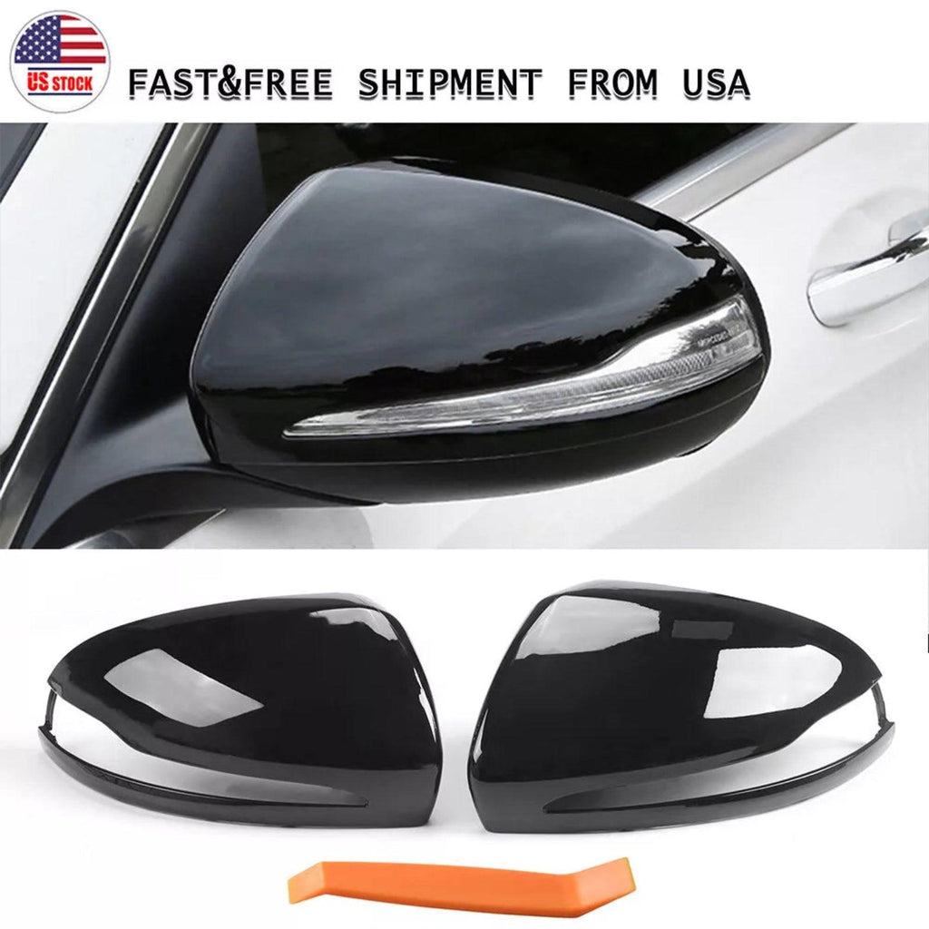 NINTE For 2016 - 2020 Mercedes Benz W205 X253 W213 W222 Mirror Cover Caps Gloss Black 2Pcs - NINTE