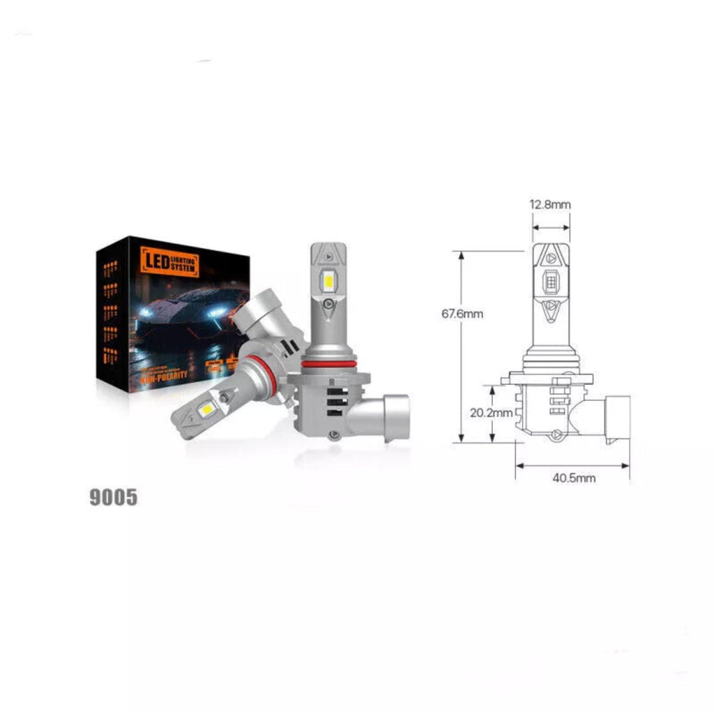 NINTE Car universal 9005 W/fan plug - in model White LED Headlight High Beam Bulbs 6000K - NINTE