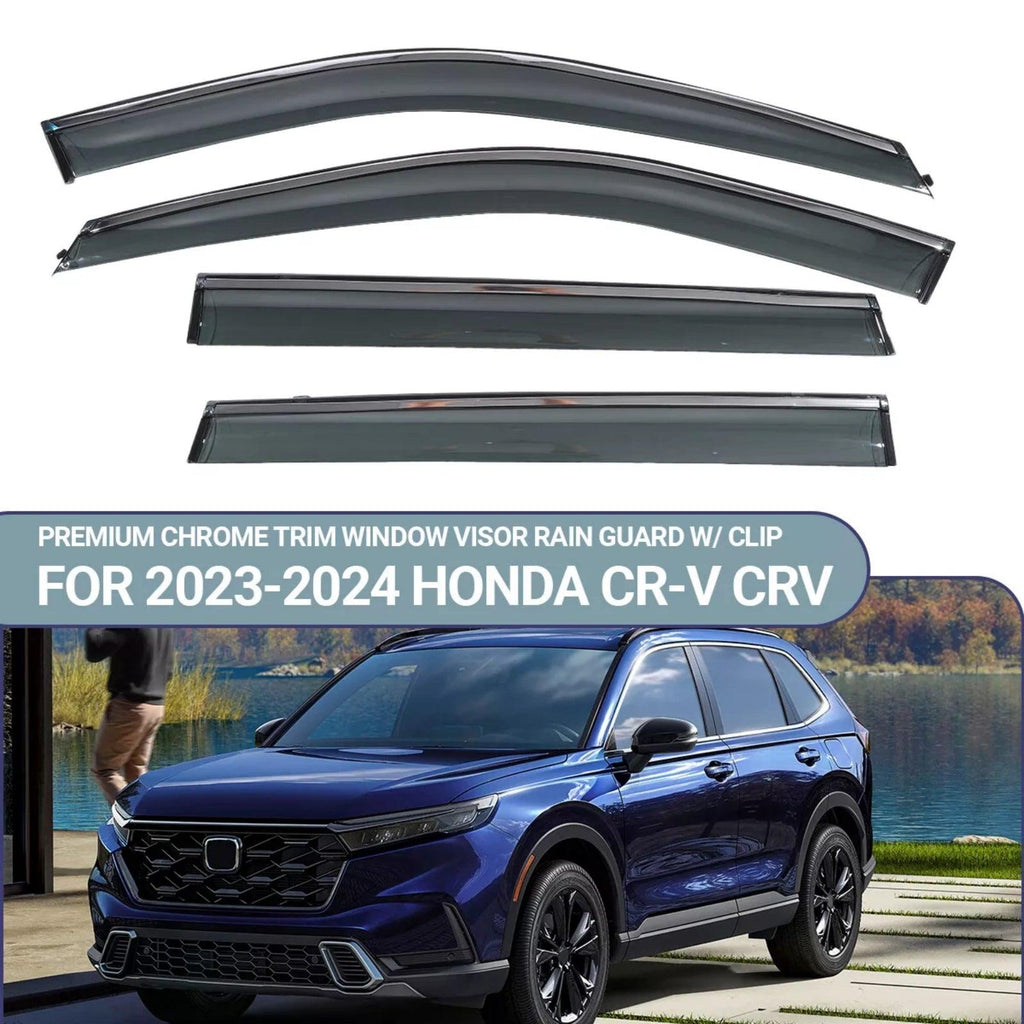 NINTE For 2023 - 2024 HONDA CR - V Premuim chrome trim window visor rain guard Adhesive - NINTE