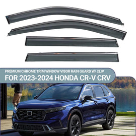 NINTE For 2023 - 2024 HONDA CR - V Premuim chrome trim window visor rain guard Adhesive - NINTE