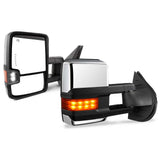 NINTE Tow Mirrors for 07-13 Silverado Sierra Chrome Power Heated LED Amber Signal Mirror Assembly