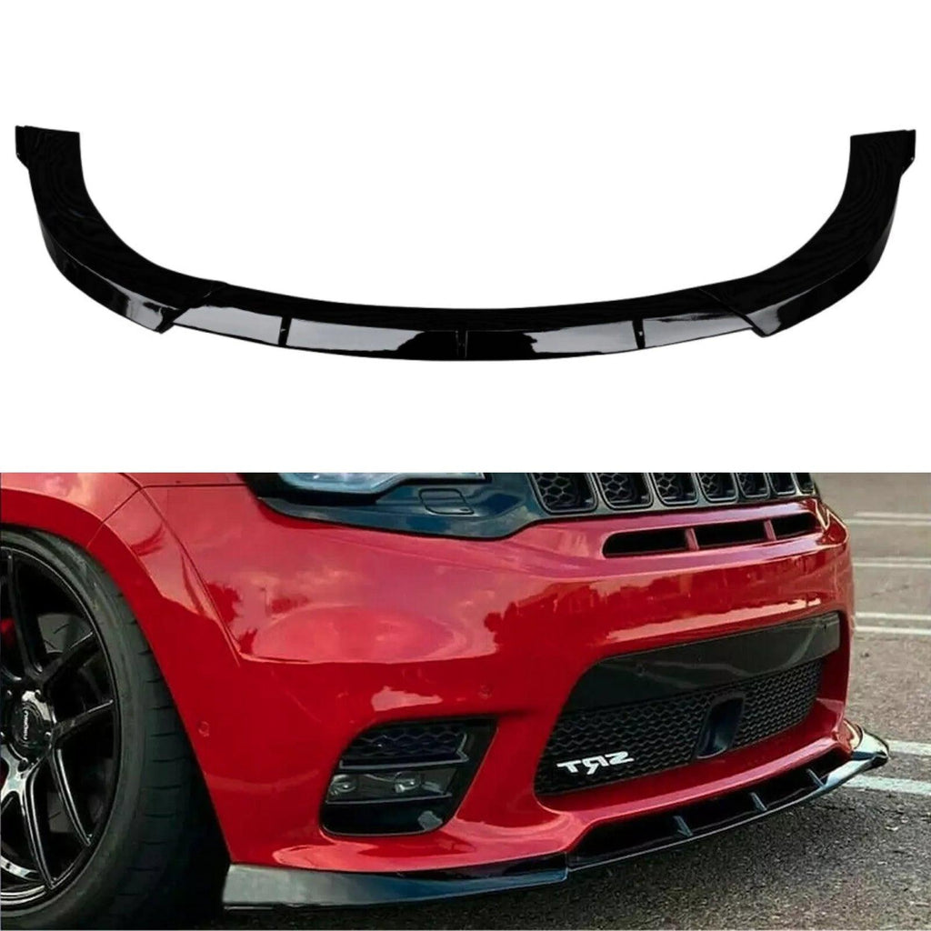 NINTE For 2014 - 2021 Jeep Grand Cherokee SRT/2018 - 2021 Trackhawk Front Lip Spoiler Splitter Guard Bodykit Glossy Black ABS 3Pcs - NINTE