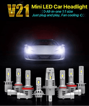Cargar imagen en el visor de la galería, NINTE Car universal 9005 W/fan plug - in model White LED Headlight High Beam Bulbs 6000K - NINTE