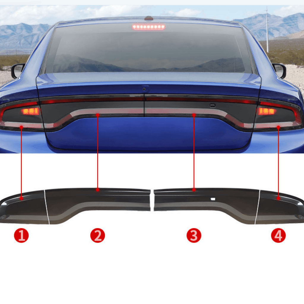 NINTE For 2015 - 2024 Dodge Charger Tail Light Lamp Covers Smoked Rear Light Guards Compatible with ABS Smoke Black Exterior Accessories - NINTE
