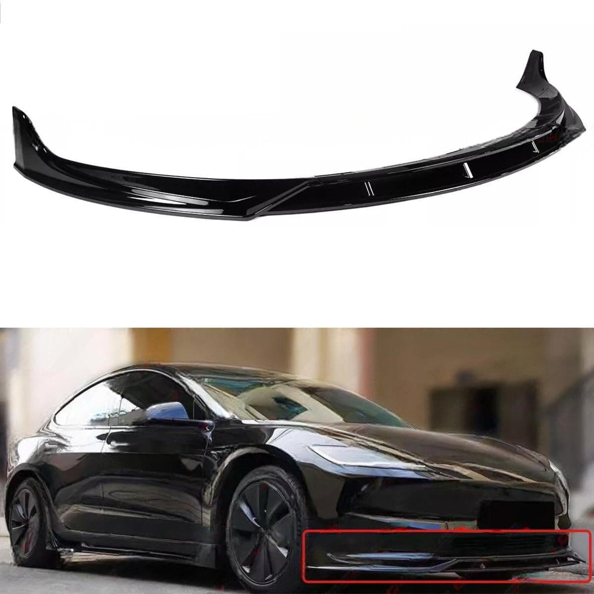 Tesla Model 3 Highland Front Lip NINTE For 2024-2025 Tesla Model 3 Highland Performance Style Gloss