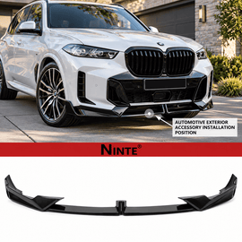 NINTE Front Bumper Lip Fit for 2024-2026 BMW LCI G05 X5 M-Sport MP Style Painted Gloss Black One Piece Sport Style Without Logo - NINTE