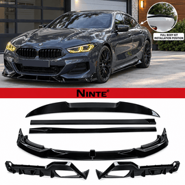 NINTE Side Skirts Splitter Rocker Panels Fit for BMW 8 Series G14 G15 840i M850i 2018+ Painted Gloss Black One Piece AC Style Without Logo - NINTE