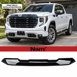Front Grille Upper Top Molding Trim Piece Fit for GMC Sierra 1500 2022-2026 Chrome One Piece Style Without Logo - NINTE