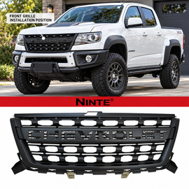 NINTE Front Grill For 2015-2020 Chevy Chevrolet Colorado Upper Grille WT LT Matte Black