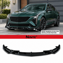 Load image into Gallery viewer, NINTE Front Bumper Lip Splitter Kit Fit for Cadillac CT5-V 2024-2026 Painted Gloss Black 3-Piece Sport Style Without Logo - NINTE
