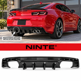 NINTE Rear Bumper Diffuser Lip Splitter Fit for 2016-2023 Chevrolet Camaro Painted Gloss Black Quad Exhaust Sport Style Without Logo