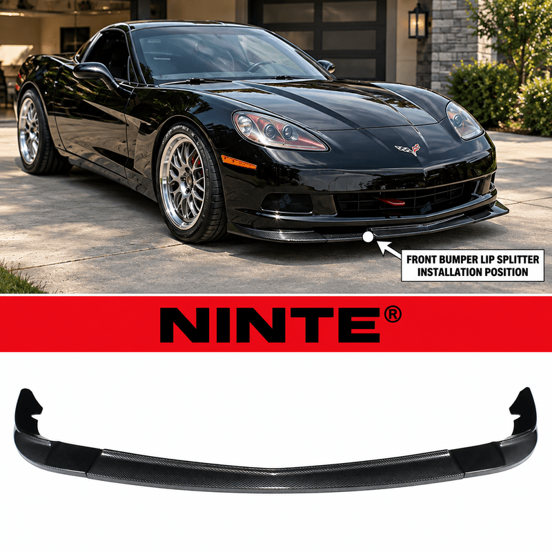 NINTE ZR1-Style Front Bumper Lip Splitter for 2005-2013 Chevrolet Corvette C6 Base – Track-Inspired Aero - NINTE