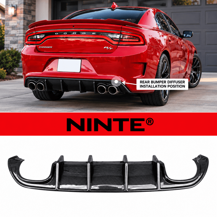 NINTE For 2015-2023 Dodge Charger Quad Exhaust Rear Diffuser NOT for Wide body - NINTE