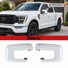 NINTE Side Mirror Cover Caps Fit for Ford F-150 2021-2025 Painted Gloss Black One Piece without Turn Signal Holes Without Logo