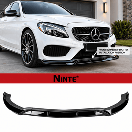 NINTE For 2015-2018 Benz C-Class W205 Sport Front Lip Front Bumper Lip Splitter ABS 3PCS - NINTE