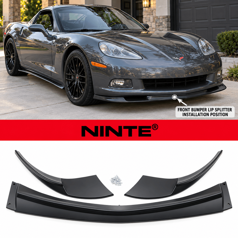 NINTE ZR1-Style Front Bumper Lip Splitter for 2005-2013 Chevrolet Corvette C6 Base – Track-Inspired Aero - NINTE