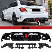 NINTE B Style Rear Diffuser for 2015-2021 Benz W205 C-Class Sedan C63 C63S C43 C43S AMG - NINTE