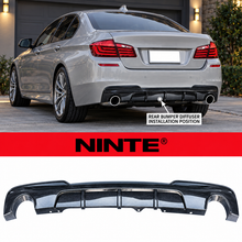 NINTE For 2011-2017 BMW 5-Series F10 F11 535d 535i Rear Diffuser M Sport MP Style Twin Outlet Rear Bumper Lip