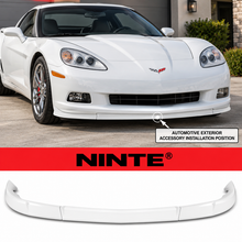 NINTE Front Bumper Lip Splitter Kit Fit for Corvette C6 Base Model 2005-2013 Painted Gloss Black ABS Plastic 3-Piece ZR1 Style