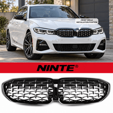 NINTE Front Kidney Diamond Grille Fit for BMW G20 330i M340i 2019-2022 Gloss Black ABS Plastic Direct Replacement - NINTE