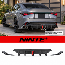 NINTE For Lexus IS300 IS350 2021-2025 JDM Glossy Black Rear Bumper Diffuser W/ Led Light