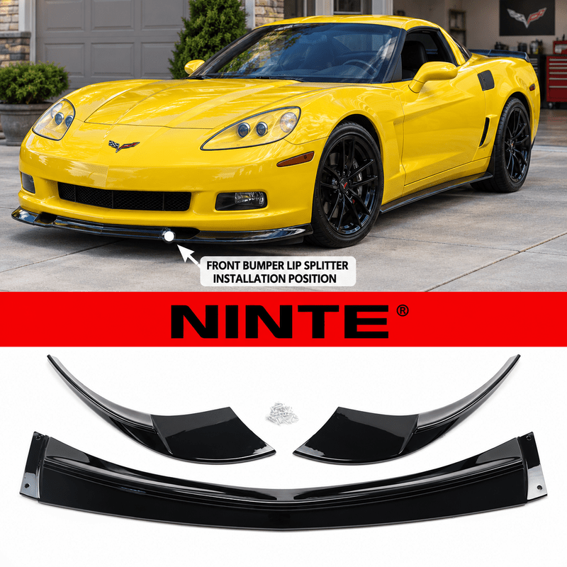 NINTE ZR1-Style Front Bumper Lip Splitter for 2005-2013 Chevrolet Corvette C6 Base – Track-Inspired Aero - NINTE