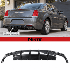 NINTE Rear Diffuser For 2015-2021 Chrysler 300 Dual Rectangle Exhaust Opening Rear Bumper Lip - NINTE