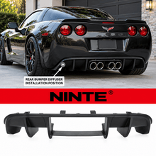 Load image into Gallery viewer, NINTE Rear Bumper Lip Splitter Kit Fit for Chevrolet Corvette C6 2005-2013 Painted Gloss Black ABS Plastic Without Logo - NINTE
