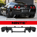 NINTE Rear Bumper Lip Splitter Kit Fit for Chevrolet Corvette C6 2005-2013 Painted Gloss Black ABS Plastic Without Logo