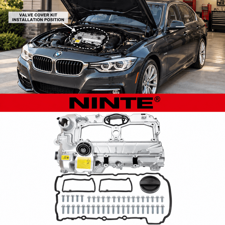 NINTE Upgrade Aluminum Valve Cover Kit for 2012-2018 BMW N20 320i 328i 528i X3 X5 X1 Z4 2.0L L4 Replace 11127588412 - NINTE