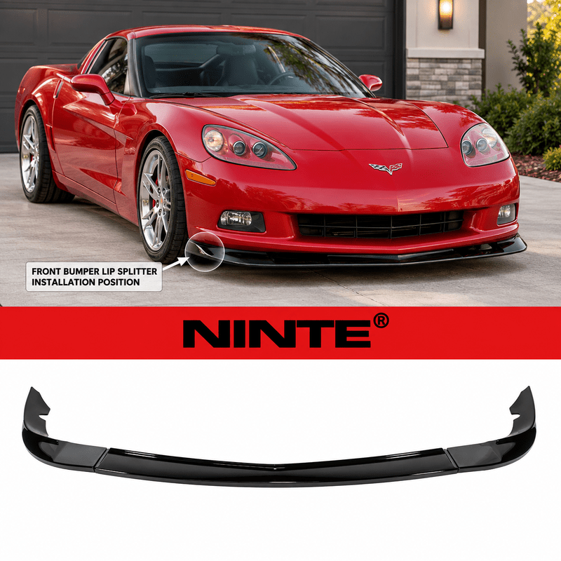 NINTE ZR1-Style Front Bumper Lip Splitter for 2005-2013 Chevrolet Corvette C6 Base – Track-Inspired Aero - NINTE