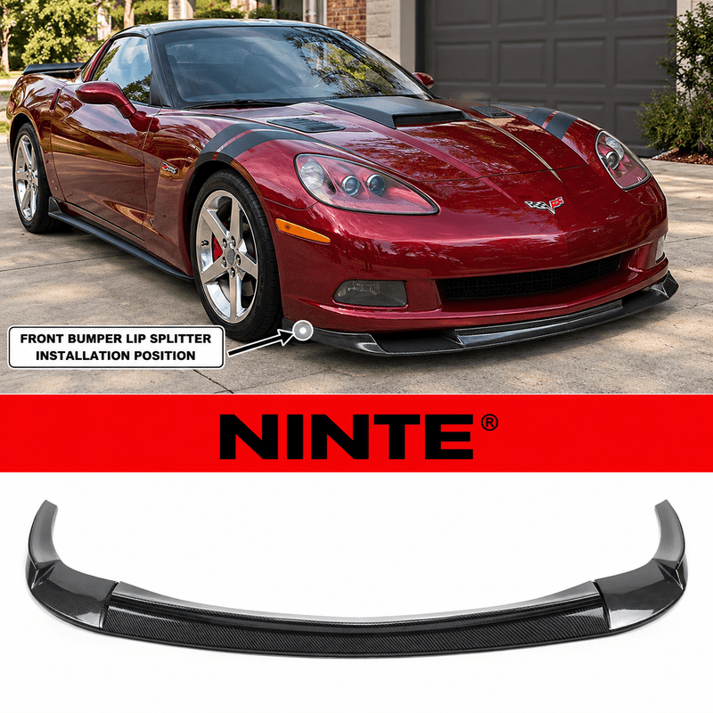 NINTE ZR1-Style Front Bumper Lip Splitter for 2005-2013 Chevrolet Corvette C6 Base – Track-Inspired Aero - NINTE