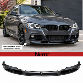NINTE Front Bumper Lip For 2012-2018 BMW F30 M Sport / M Tech Front Lip 2 PCS Painted Sport Front Spoiler Lower Diffuser