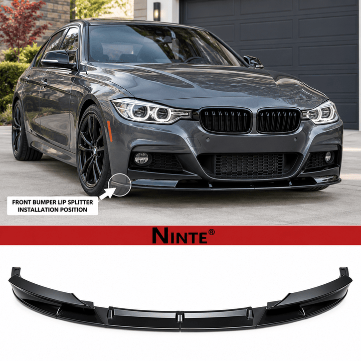 NINTE Front Bumper Lip For 2012-2018 BMW F30 M Sport / M Tech Front Lip 2 PCS Painted Sport Front Spoiler Lower Diffuser - NINTE