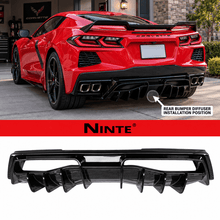 Cargar imagen en el visor de la galería, NINTE Rear Bumper Lip Diffuser Splitter Fit for Chevy Corvette C8 2020-2026 Painted Gloss Black ABS One Piece Sport Style Without Logo - NINTE
