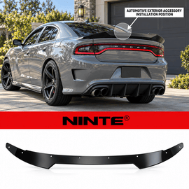 NINTE For 2015-2024 Dodge Charger Rear WickerBill Spoiler Gloss Black - NINTE