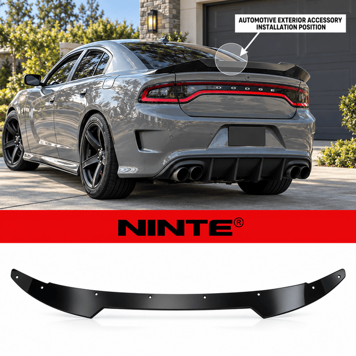 NINTE For 2015-2024 Dodge Charger Rear WickerBill Spoiler Gloss Black - NINTE