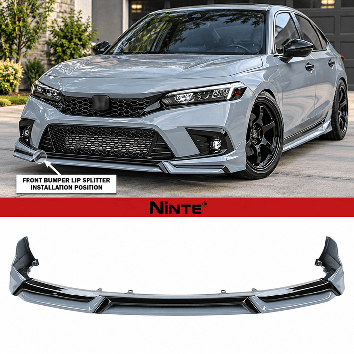 NINTE Front Lip For 2022-2024 Honda Civic Sedan/Hatchback Yofer V3 Style Bumper Spliter Chin - NINTE