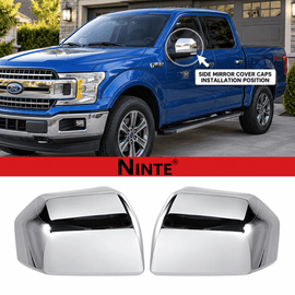 NINTE Mirror Caps for 2015-2020 Ford F-150, Non-Tow Top-Half Covers, 2-Piece - NINTE
