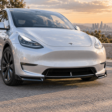 NINTE Front Lip for Tesla Model Y 2020-2024 V Style ABS Painted Gloss Black Bumper Spoiler Splittber Body Kits Guard Front Chin Splitter 3 PCS - NINTE