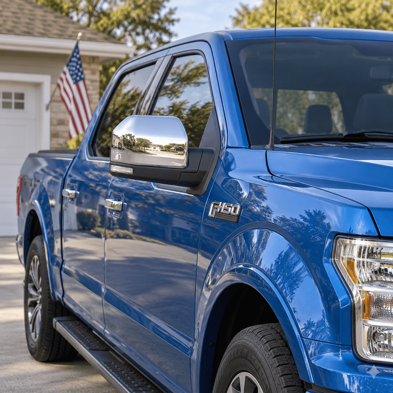 NINTE Mirror Caps for 2015-2020 Ford F-150, Non-Tow Top-Half Covers, 2-Piece - NINTE